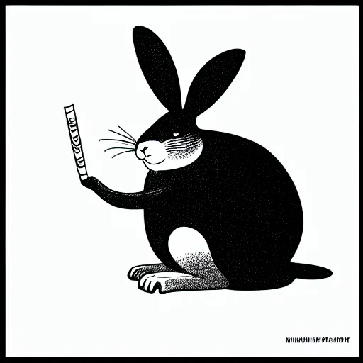 Image similar to book illustration of big chungus, book illustration, monochromatic, white background, black and white image