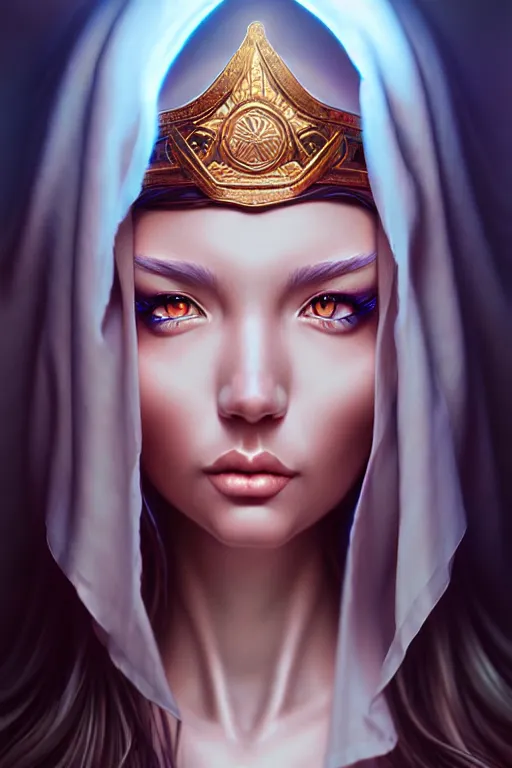 Image similar to Photorealistic hyperrealism priestess by Artgerm and WLOP