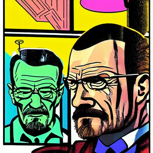 Prompt: Walter white in jack kirby style