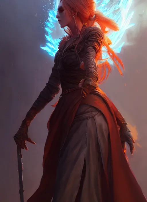 Image similar to character concept art of a dystopian fire sorceress, key visual, realistic shaded perfect face, fine details, dystopian environment and background, by stanley artgerm lau, wlop, rossdraws, james jean, andrei riabovitchev, marc simonetti, and sakimichan, trending on artstation