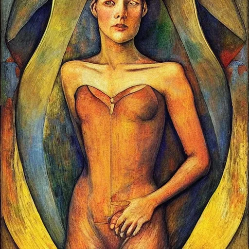 Image similar to the android queen, by Annie Swynnerton and Diego Rivera, symbolist, dramatic lighting, elaborate geometric ornament, Art Brut ,god rays, soft cool colors,smooth, sharp focus, extremely detailed, Adolf Wölfli