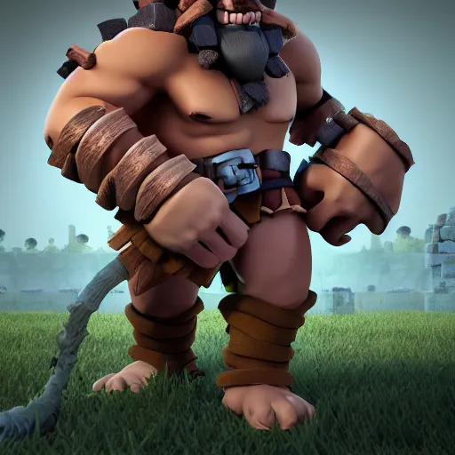 Image similar to barbarian goblin hybrid, clash royale, clash of clans, barbarian goblin hybrid clash of clans, clash royale, concept art, octane render, unreal engine 5, highly detailed, high quality, 8 k, soft lighting, realistic face, path traced