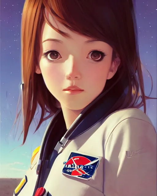 Image similar to portrait Anime astronaut girl cute-fine-face, pretty face, realistic shaded Perfect face, fine details. Anime. realistic shaded lighting by Ilya Kuvshinov Giuseppe Dangelico Pino and Michael Garmash and Rob Rey, IAMAG premiere