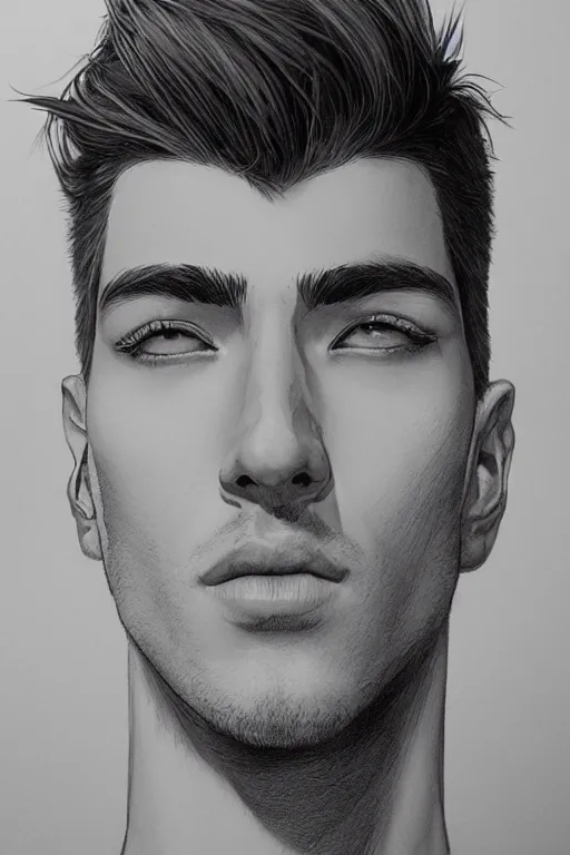 Image similar to a highly detailed portrait of a handsome man in the style of artgerm.