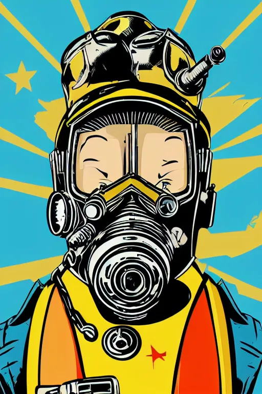 Image similar to fallout 7 6 retro futurist illustration art by butcher billy, sticker, colorful, illustration, highly detailed, simple, smooth and clean vector curves, no jagged lines, vector art, smooth andy warhol style