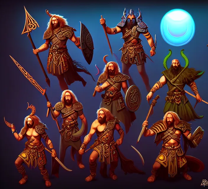 Prompt: subsurface scattering, isometric orthographic game art of athas style warriors and druids and wizards, brom's amazing d & d dark sun art, digital painting by brom, vibrant, brom, intricate details, beautiful, beautiful lighting, ultrarealistic, cgsociety, artstation, by brom, 8 k, blank background