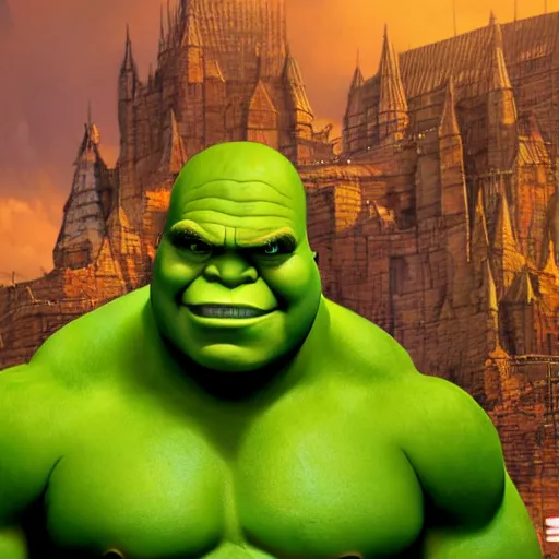 Prompt: shrek as a Hulk from Marvel Comics, hyperdetailed, artstation, cgsociety, 8k,