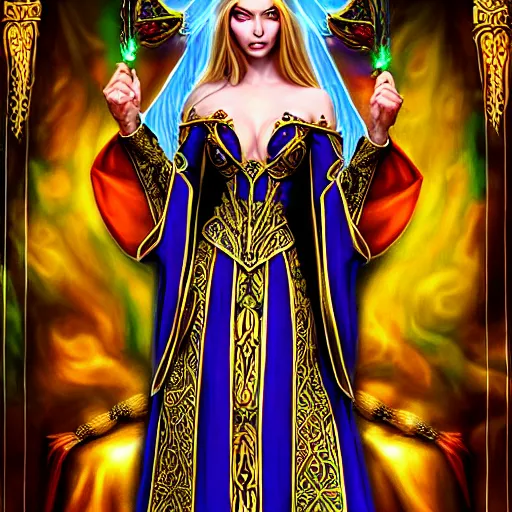 Image similar to beautiful elf queen in ornate robes, highly detailed, 8 k, hdr, award - winning, anne stokes