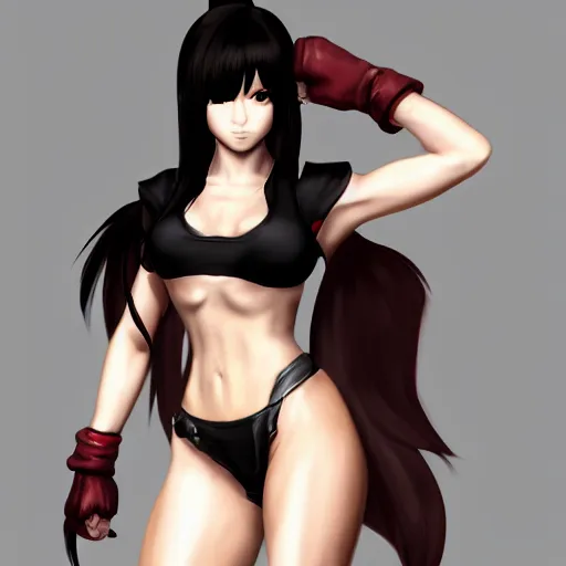 Image similar to face and body shot of tifa lockhart, concept art trending on artstation