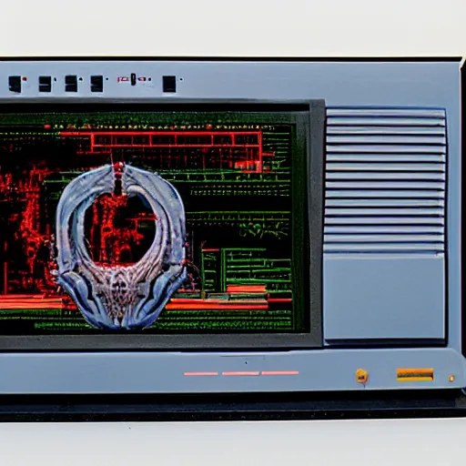 Prompt: computer display from the movie alien 1 9 7 9, close - up of computer screen only
