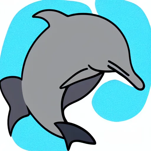 Image similar to An emote of a grey cartoon dolphin using a computer