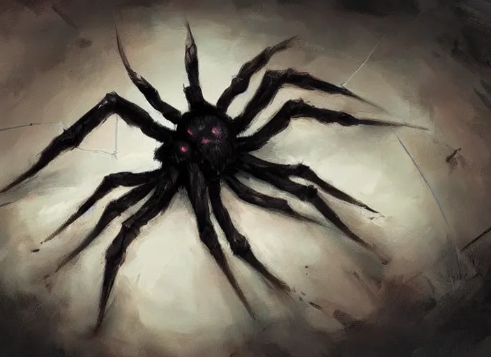 Prompt: concept art of spider, horror, oil painting by jama jurabaev, extremely detailed, brush hard, artstation, for aaa game, high quality, brush stroke