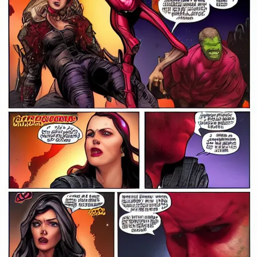 Prompt: scarlet witch killing thanos, detailed