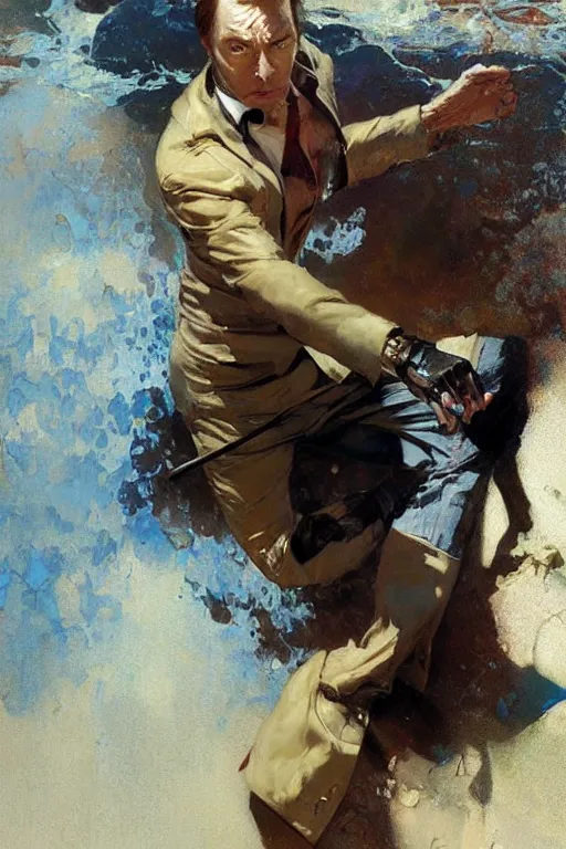 slipping jimmy mcgill, action lines, painting by'phil Stable Diffusion