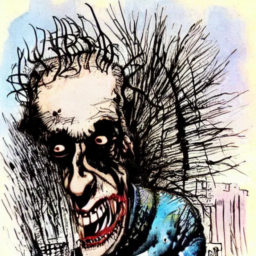 Image similar to frankenstein by ralph steadman