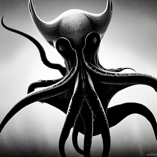 Prompt: A demon that looks like a squid, photorealistic, film still, desolate, terrifying, weird, strange, odd, uncanny, horrifying, horrific, spine-chilling, sinister, menacing, ominous, threatening