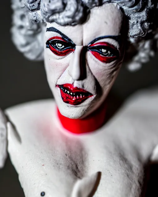 Image similar to a paper mache doll of dr. frank - n - furter, realistic, very detailed, complex, intricate, studio lighting, superres sharpening, bokeh, sigma 5 0 mm f 1. 4