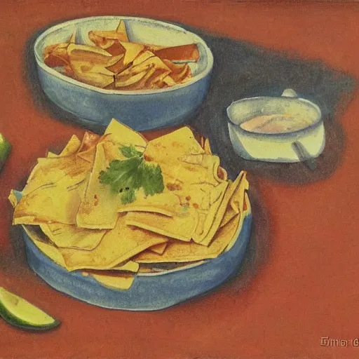 Prompt: chilaquiles, sketch by ernst haekl