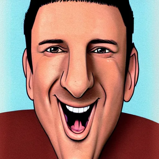 Prompt: a caricature drawing of adam sandler