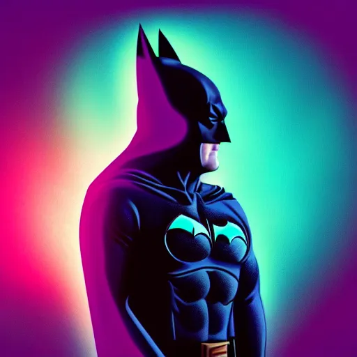 Image similar to batman in hoodie, portrait, vaporwave, synthwave, neon, vector graphics, cinematic, volumetric lighting, f 8 aperture, cinematic eastman 5 3 8 4 film