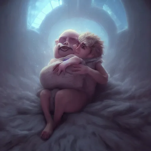 Image similar to The snuggliest snuggles in the world, huggy wuggy from poppy playtime video game, fullbody, ultra high detailed, glowing lights, oil painting, Greg Rutkowski, Charlie Bowater, Beeple, unreal 5, DAZ, hyperrealistic, octane render, RPG portrait, dynamic lighting, fantasy art, beautiful face