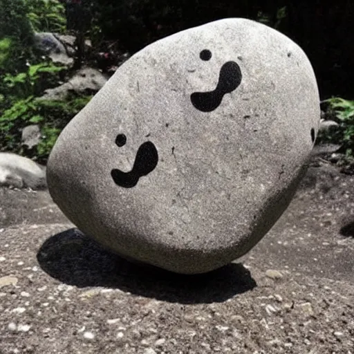 Prompt: the world's saddest rock 😭😫 why is it so sad, it has a sad face painted on it