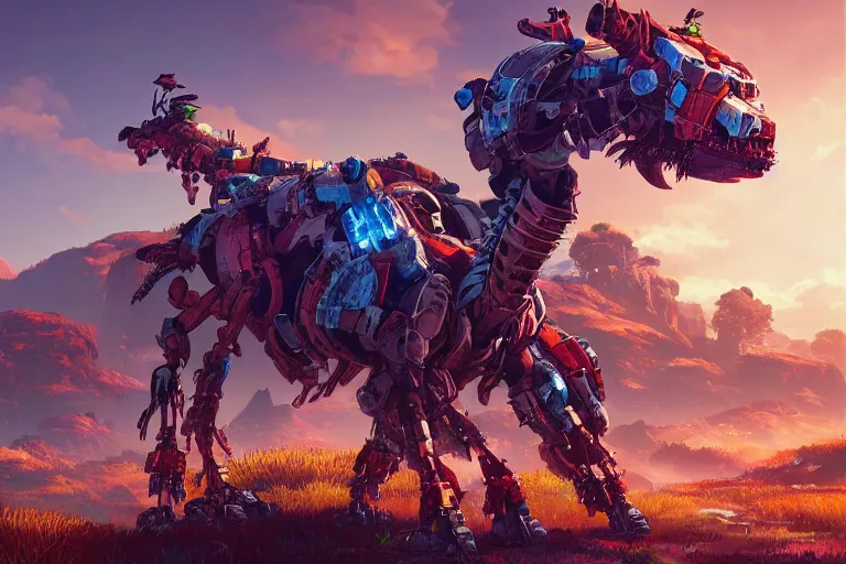 Image similar to bristleback machine mecanical creature robot of horizon forbidden west horizon zero dawn radiating a glowing aura global illumination ray tracing hdr fanart arstation by ian pesty and alena aenami artworks in 4 k