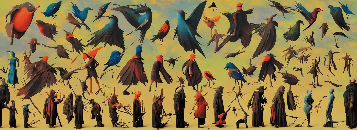 Image similar to full - body surreal colorful bird rpg character concept art anatomy, action pose, very coherent and colorful high contrast masterpiece by norman rockwell franz sedlacek hieronymus bosch dean ellis simon stalenhag rene magritte gediminas pranckevicius, dark shadows, sunny day, hard lighting, reference sheet white! background