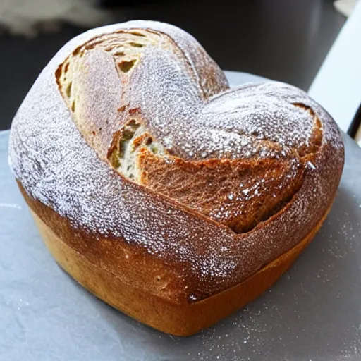 Prompt: heart shaped sourdough loaf