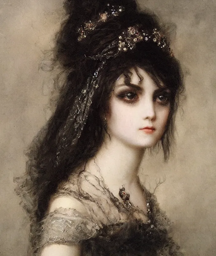 Image similar to gothic princess portrait by william - adolphe bouguerea, highly detailded