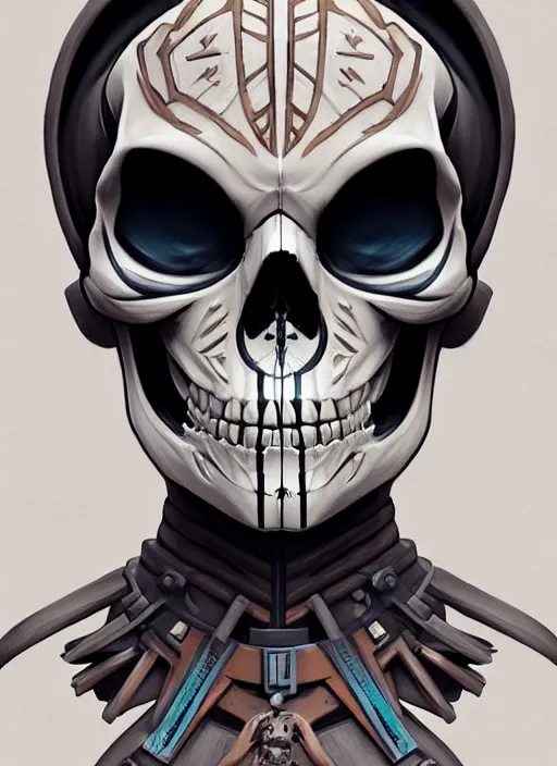 Image similar to symmetry!! portrait of a skull trooper from fortnite, intricate, elegant, highly detailed, digital painting, artstation, concept art, smooth, sharp focus, illustration, art by artgerm and greg rutkowski and alphonse mucha