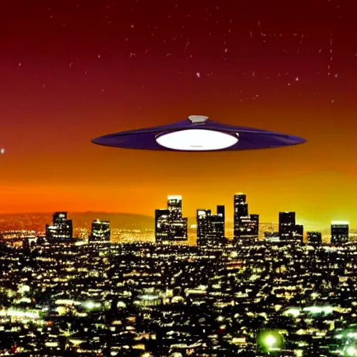 Prompt: UFO in the skies of Los Angeles