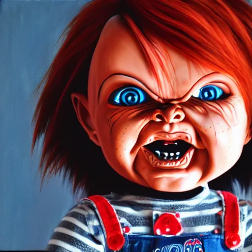 Prompt: Chucky the doll scary painting 4k detail