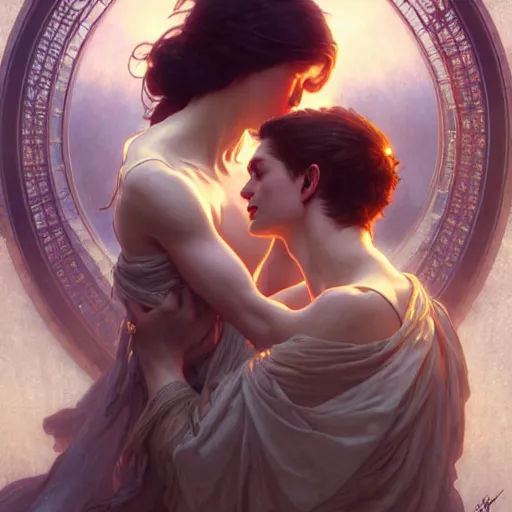 Image similar to pure love is patient love is kind ; ultra realistic, concept art, intricate details, eerie, haunting, highly detailed, photorealistic, octane render, 8 k, unreal engine. art by artgerm and greg rutkowski and charlie bowater and magali villeneuve and alphonse mucha