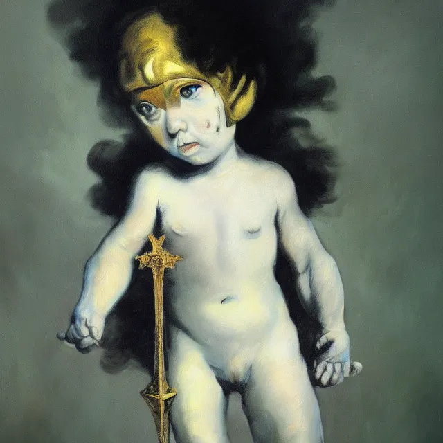 Image similar to a painting of the starchild by francisco de goya, dark fantasy art, high detail, trending on artstation