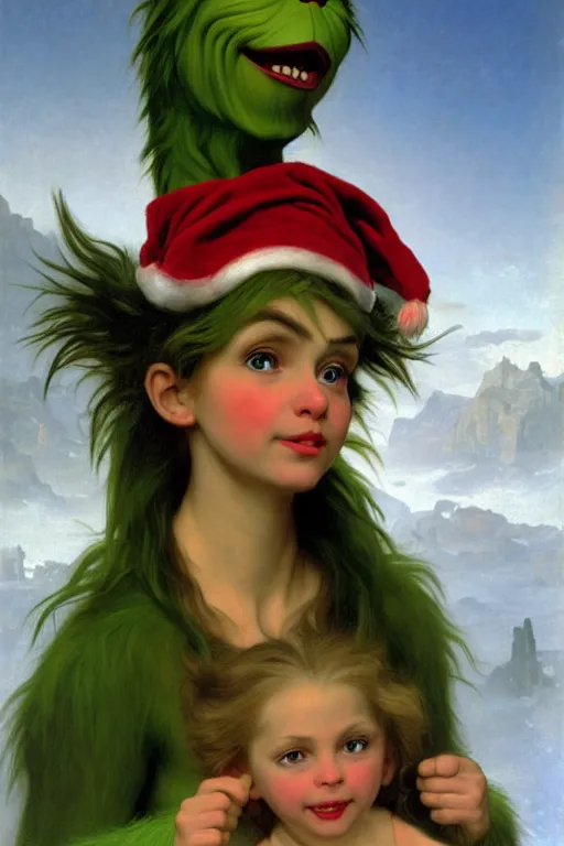 Prompt: the grinch, bouguereau