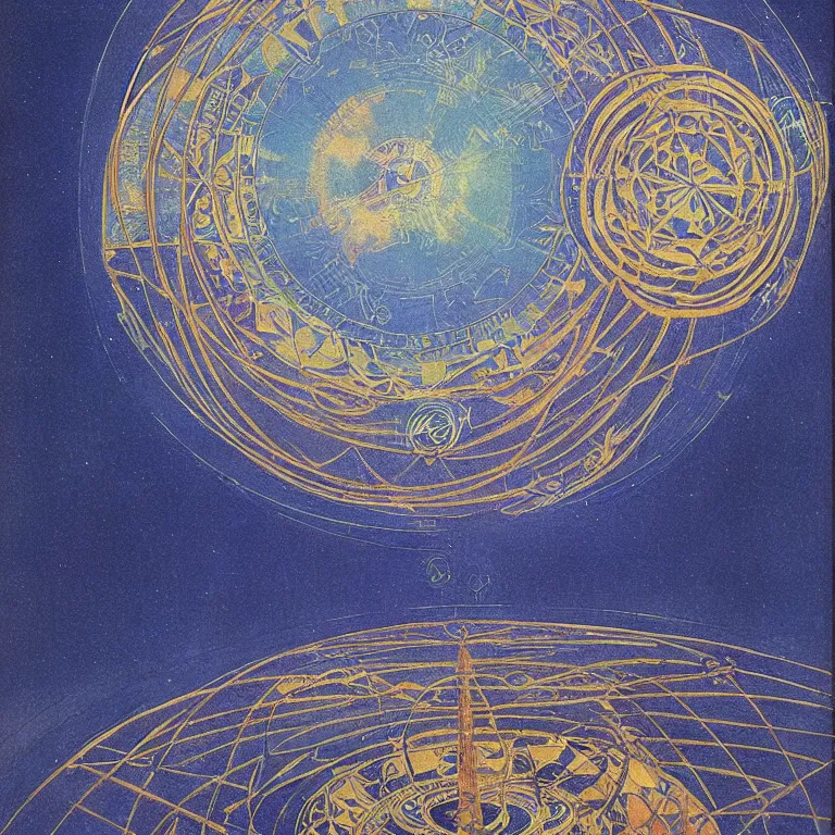 Image similar to Giant Floating Circular Ancient Sacred Sublime Cosmic Structure by Hiroshi Yoshida