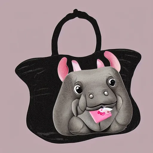 Image similar to teacup hippopotamus in a handbag