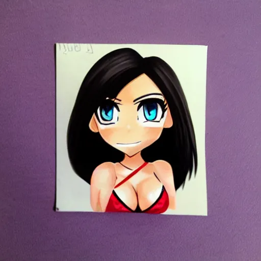 Image similar to chibi anime character painting of kim kardashian