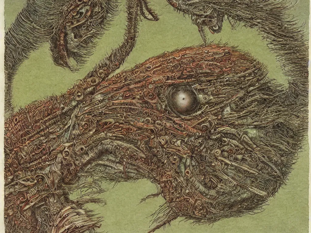 Image similar to close up view of a creature. codex seraphinianus, walton ford