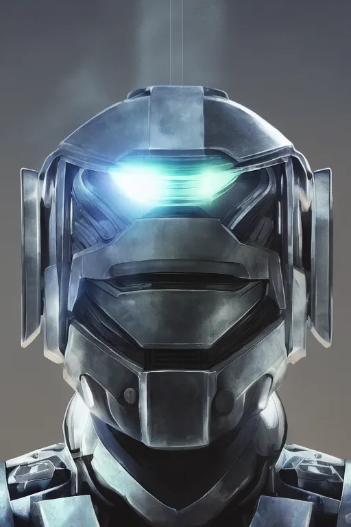 Image similar to robot ninja mask helmet halo master chief radiating a glowing aura global illumination ray tracing hdr fanart arstation by ian pesty and katarzyna da „ bek - chmiel