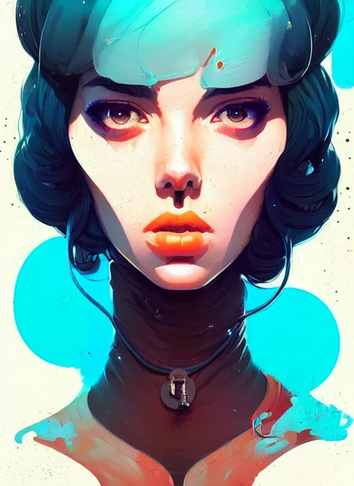 Prompt: highly detailed portrait of an electric woman, by atey ghailan, by greg rutkowski, by greg tocchini, by james gilleard, by joe fenton, by kaethe butcher, gradient blue, black, brown and cyan color scheme, grunge aesthetic!!! ( ( graffiti tag wall background ) )