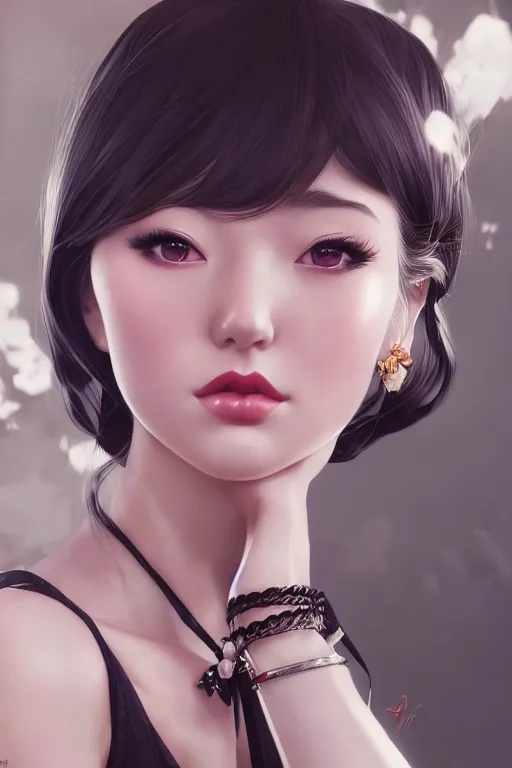 Image similar to a pin up and beautiful fashion charming dreamlke japan girl with lv jewelry, character art, art by artgerm lau and wlop and and ilya kuvshinov and john singer sargent, hyperdetailed, 8 k realistic, symmetrical, frostbite 3 engine, cryengine, dof, trending on artstation, digital art