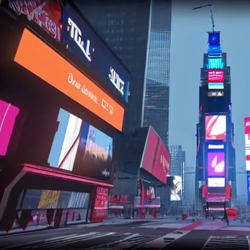 Image similar to still image of times square in the tower of destiny 2, destiny 2, unreal engine 5, screenshot