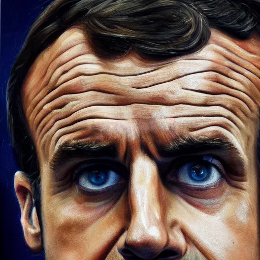 Prompt: Emmanuel Macron, oil on canvas, intricate, portrait, 8k highly professionally detailed, HDR, CGsociety