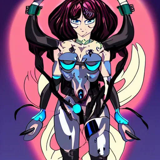 Image similar to cyborg goddess of destruction angry anime