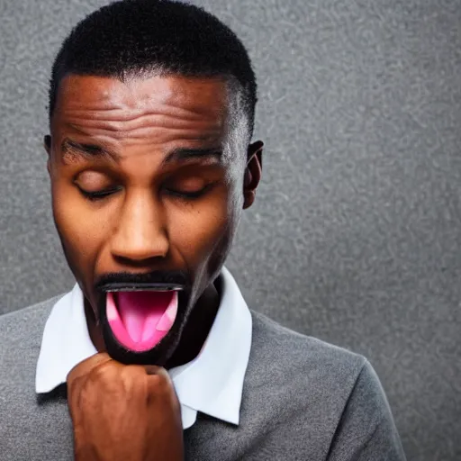 Image similar to black person stretching his bottom lip down showing his teeth