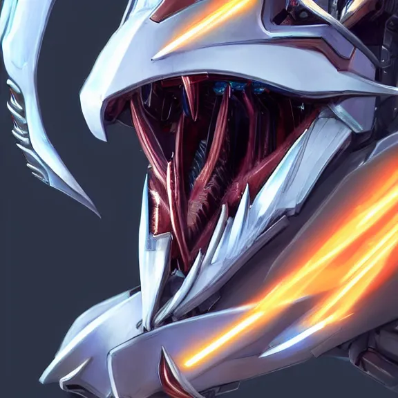 Image similar to close up mawshot of a perfect cute elegant beautiful stunning anthropomorphic hot female robot mecha dragon, with sleek silver metal armor, glowing OLED visor, looking the camera, open dragon maw being highly detailed and living, pov camera looking into the maw, food pov, micro pov, vore, digital art, pov furry art, anthro art, furry, warframe art, high quality, 8k 3D realistic, dragon mawshot art, maw art, macro art, micro art, dragon art, Furaffinity, Deviantart, Eka's Portal, G6