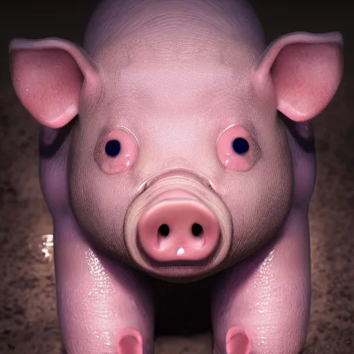 Image similar to a highly detailed realistic photographic render of a stillborn humanoid pig, swine infant, creepy, horror, horror scene, cinematic horror, creepy horror, scary scene, cinematic lighting, cinematic scene, Volumetric lighting, Atmospheric scene, Dark, Horror, Atmospheric lighting, Global illumination, realistic, photo realism, hyper realistic, hyper realism, photo realisitc, cinematic render, film, beautifully lit, ray traced, octane 3D render, octane render, unreal engine