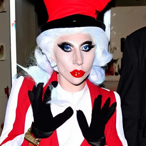 Image similar to lady gaga as cat in the hat